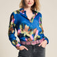 BLOUSE - Mila Satin Butterfly Blue