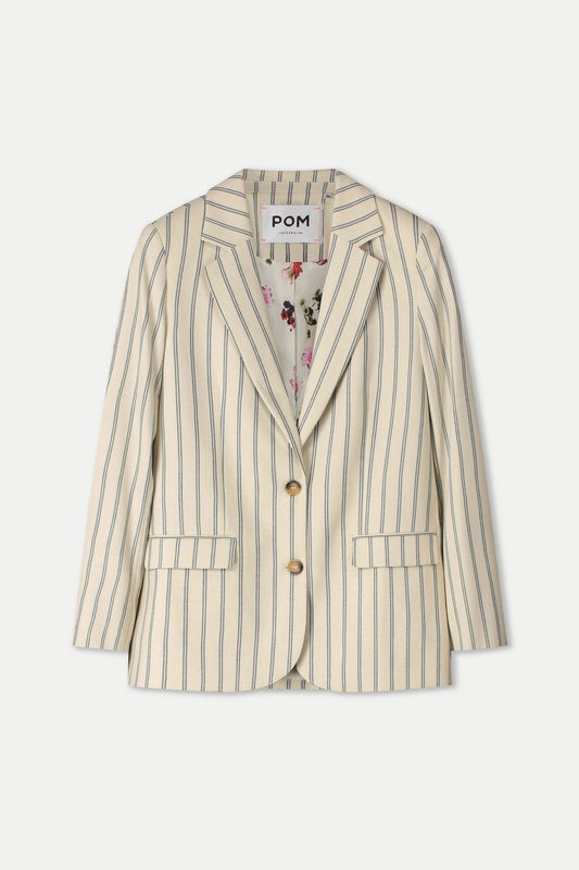 POM Amsterdam Blazers BLAZER - Striped Cream