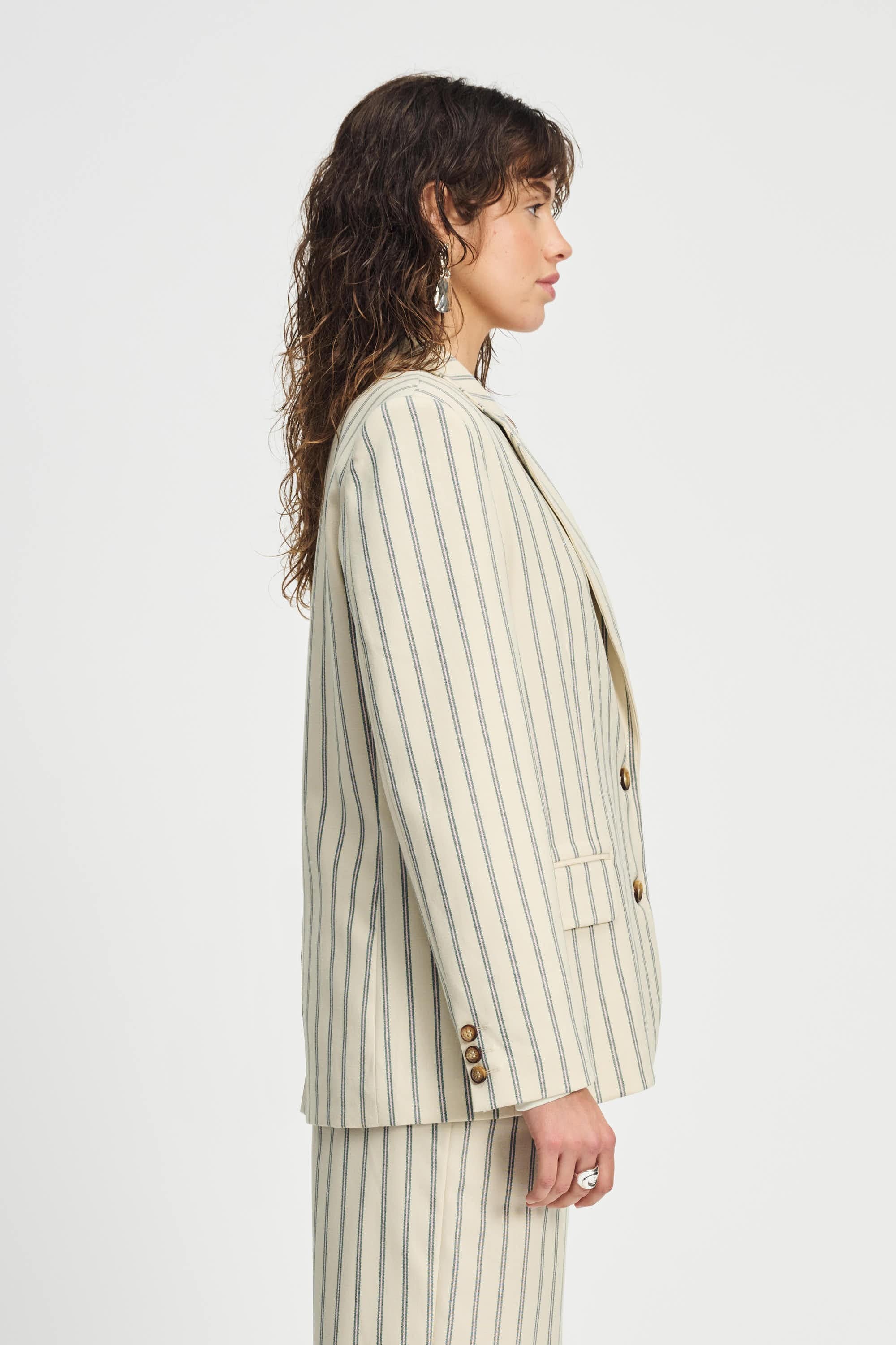 POM Amsterdam Blazers BLAZER - Striped Cream