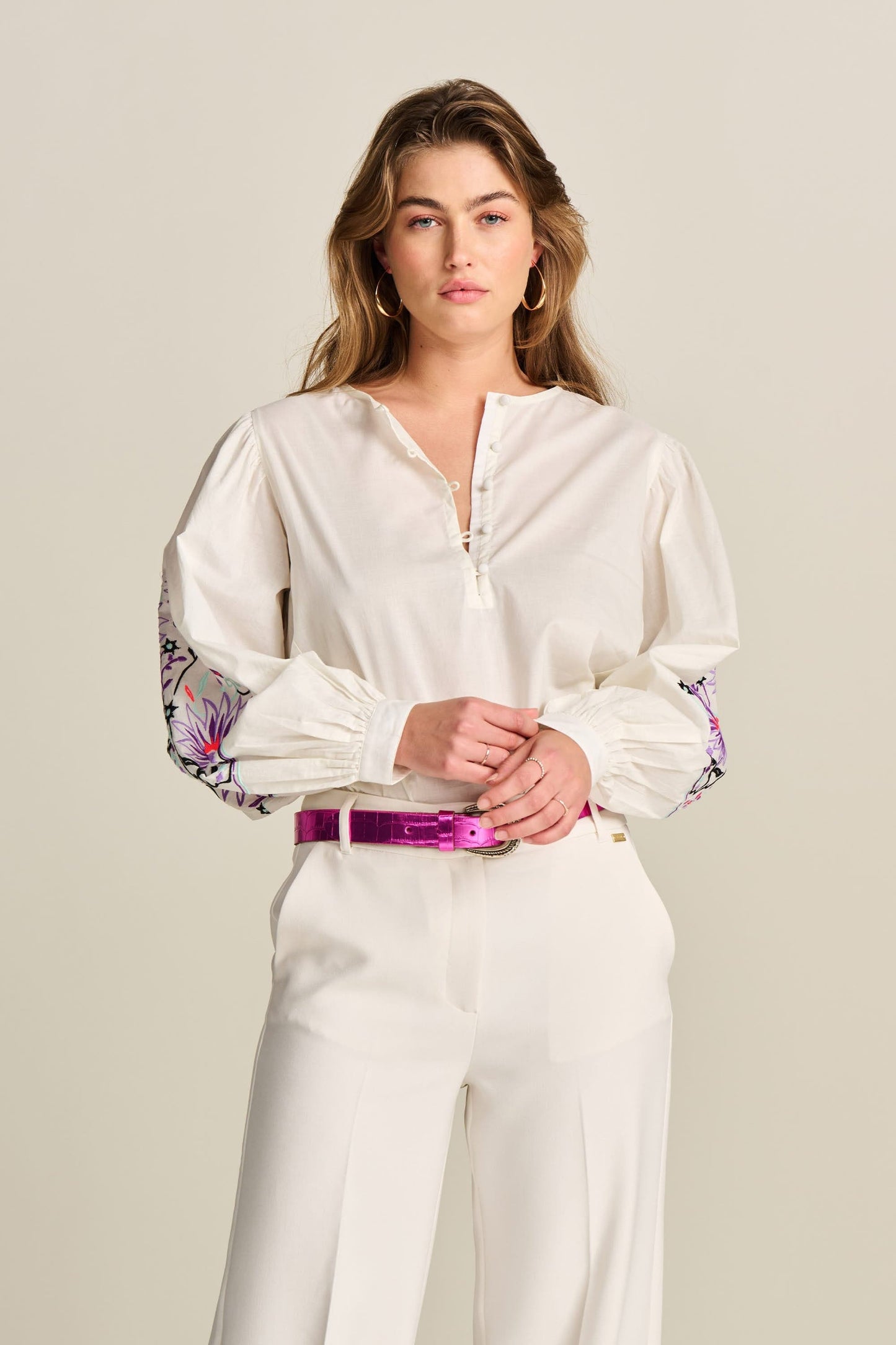 POM Amsterdam Blouses BLOUSE - Embroidery Purple