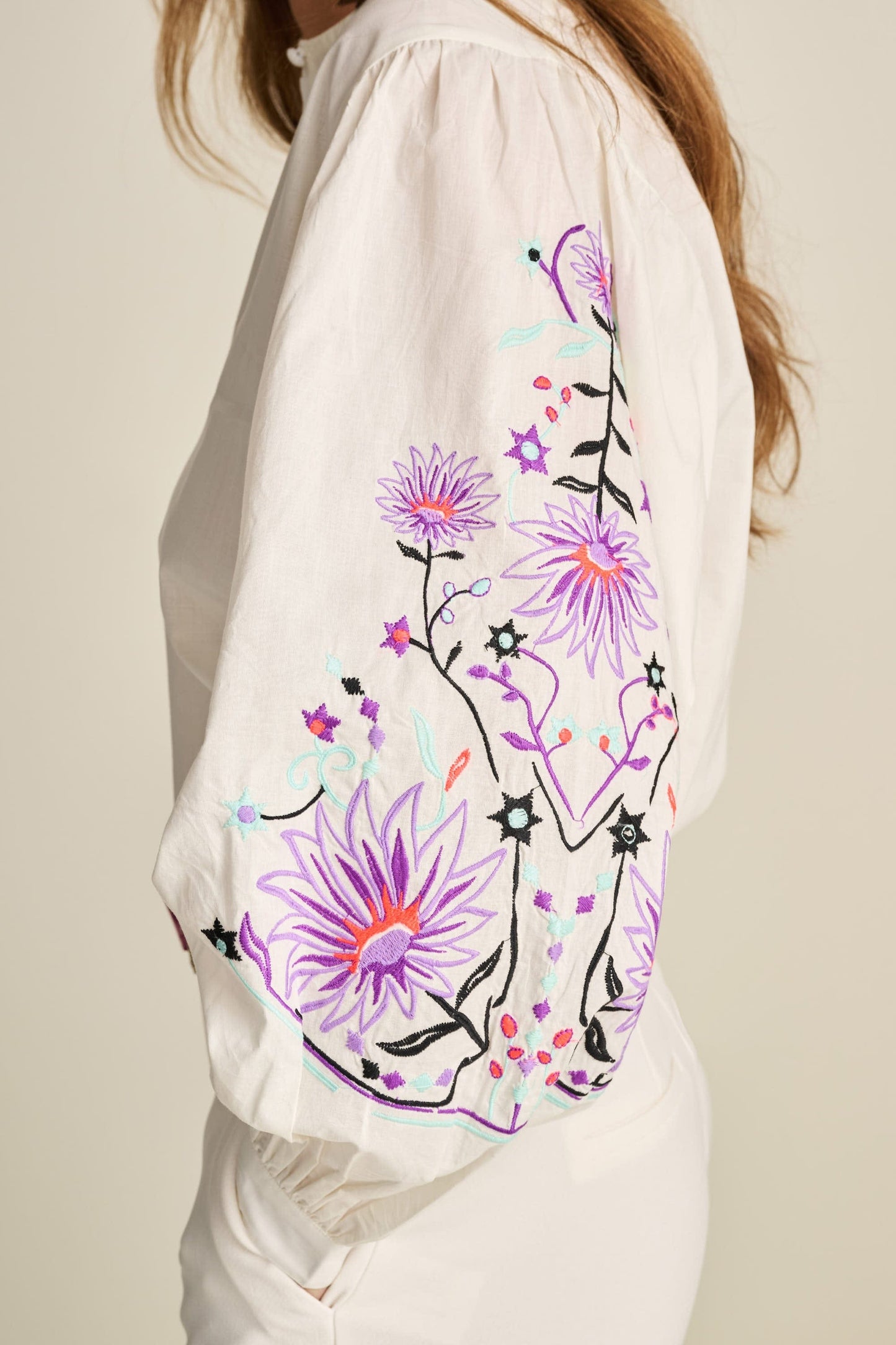 POM Amsterdam Blouses BLOUSE - Embroidery Purple