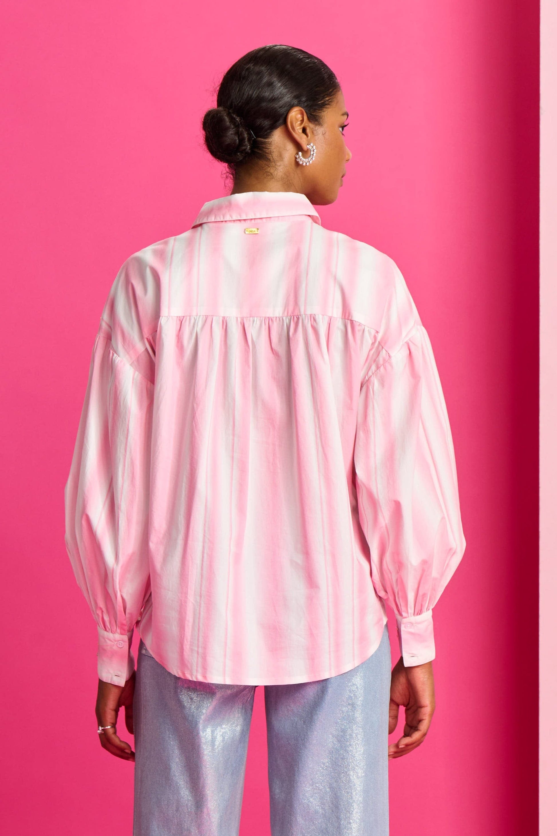 POM Amsterdam Blouses BLOUSE - Embroidery Striped Pink
            