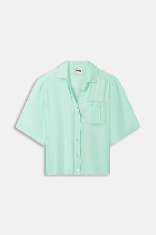 POM Amsterdam Blouses BLOUSE - Satin Fresh Mint