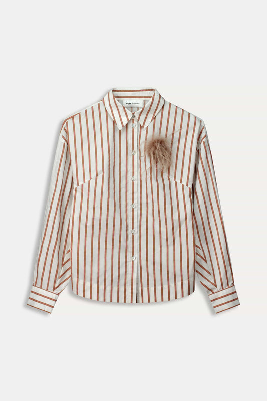 POM Amsterdam Blouses BLOUSE - Striped Poplin White