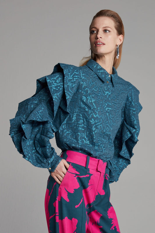 POM Amsterdam Blouses Blue / 34 BLOUSE - Jodie