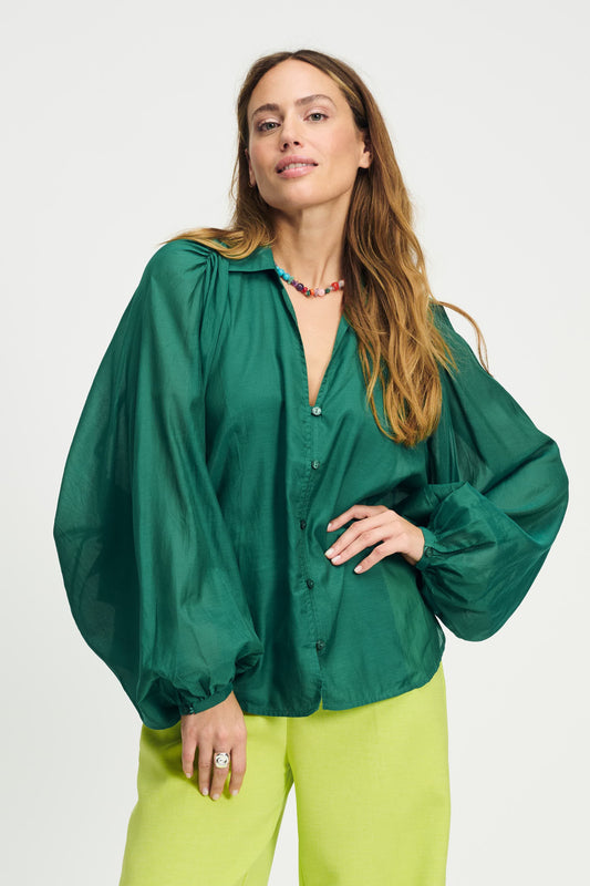 POM Amsterdam Blouses Green / 34 BLOUSE - Lena Meadow Green