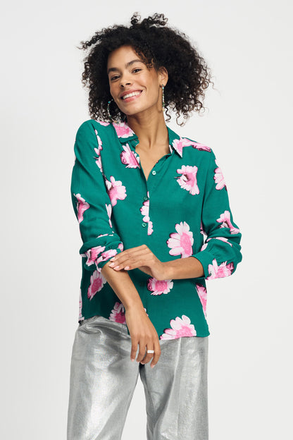 POM Amsterdam Blouses Green / 34 BLOUSE - Mila Meadow Flowers Green