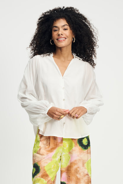 POM Amsterdam Blouses White / 34 BLOUSE - Lena Crispy White