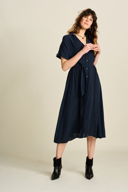 POM Amsterdam Dresses Blue / 34 DRESS - Lynn Dark Navy