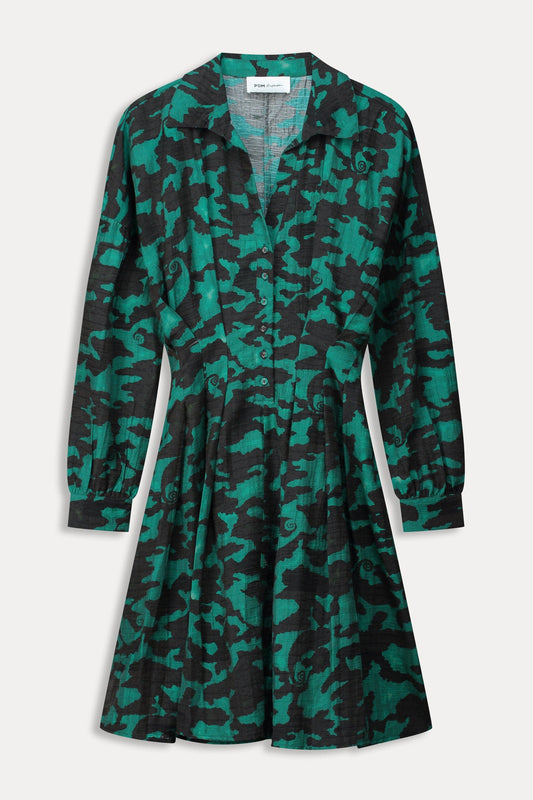 POM Amsterdam Dresses DRESS - Camo Teal Green