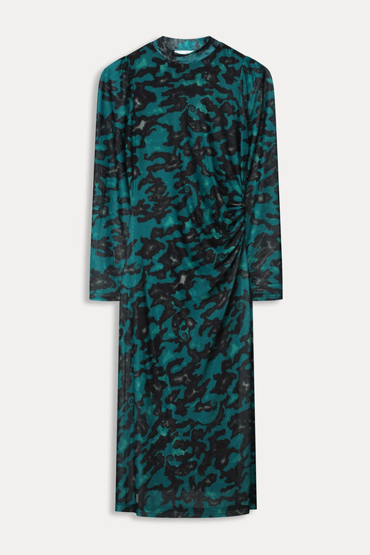 POM Amsterdam Dresses DRESS - Camo Teal Green Mesh