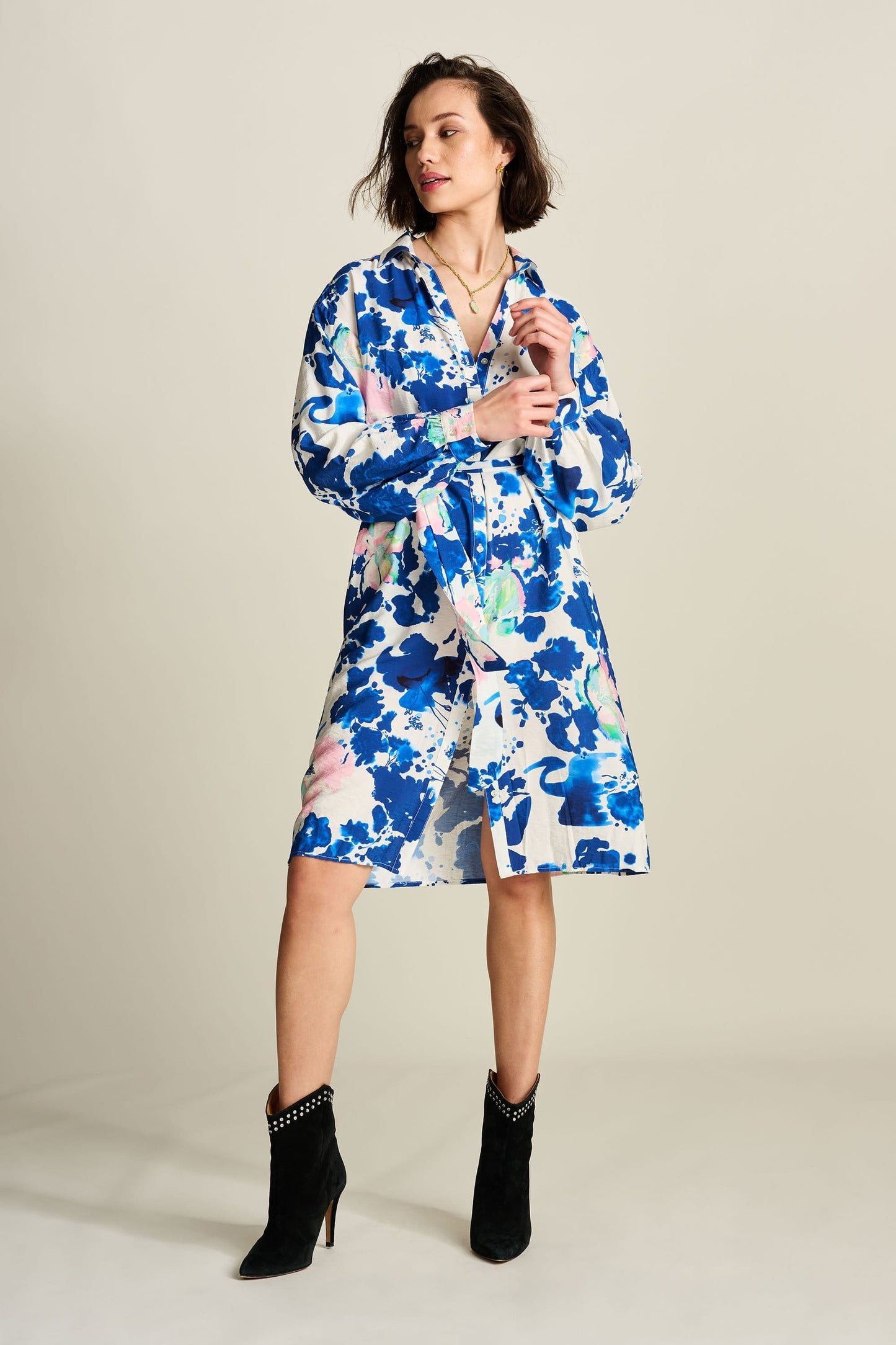 POM Amsterdam Dresses DRESS - Crane Birds Blue