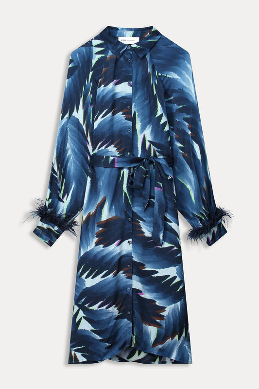 POM Amsterdam Dresses DRESS - Jada Feathers Blue