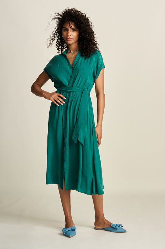 POM Amsterdam Dresses Green / 34 DRESS - Lynn Pacific Green