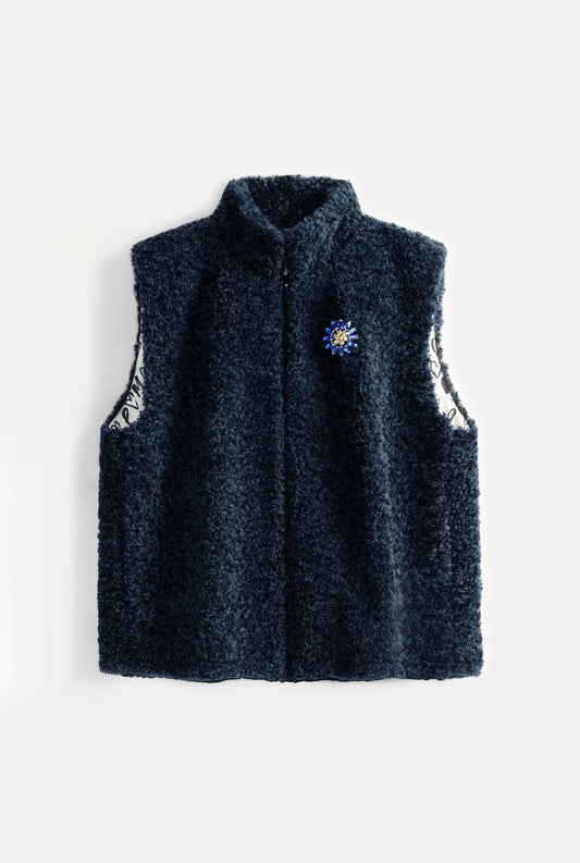 POM Amsterdam Gilets GILET - Teddy Love Navy