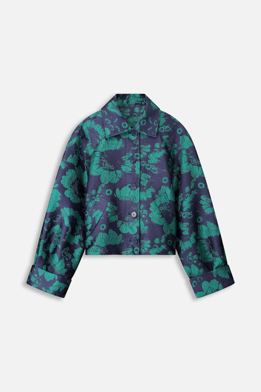 POM Amsterdam Jackets JACKET - Floral Jacquard Fresh Blue