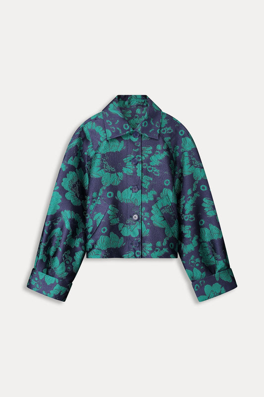 POM Amsterdam Jackets JACKET - Floral Jacquard Fresh Blue