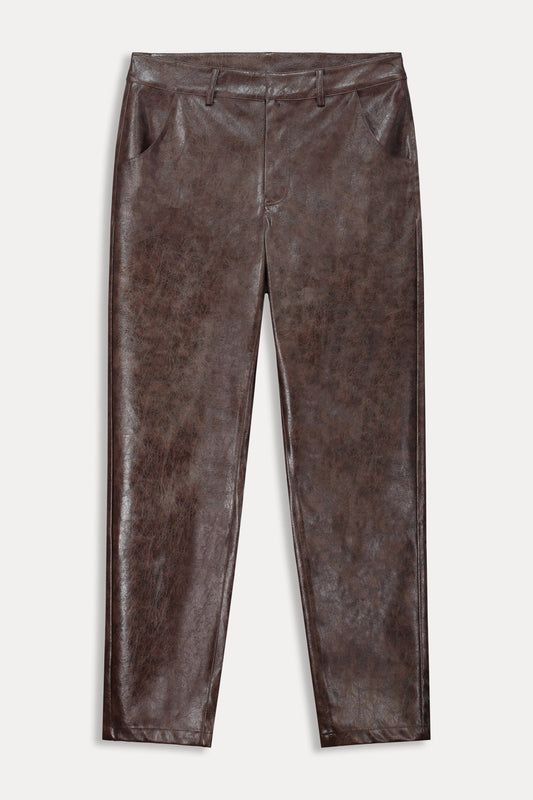 POM Amsterdam Pants PANTS - Faux Leather Brown