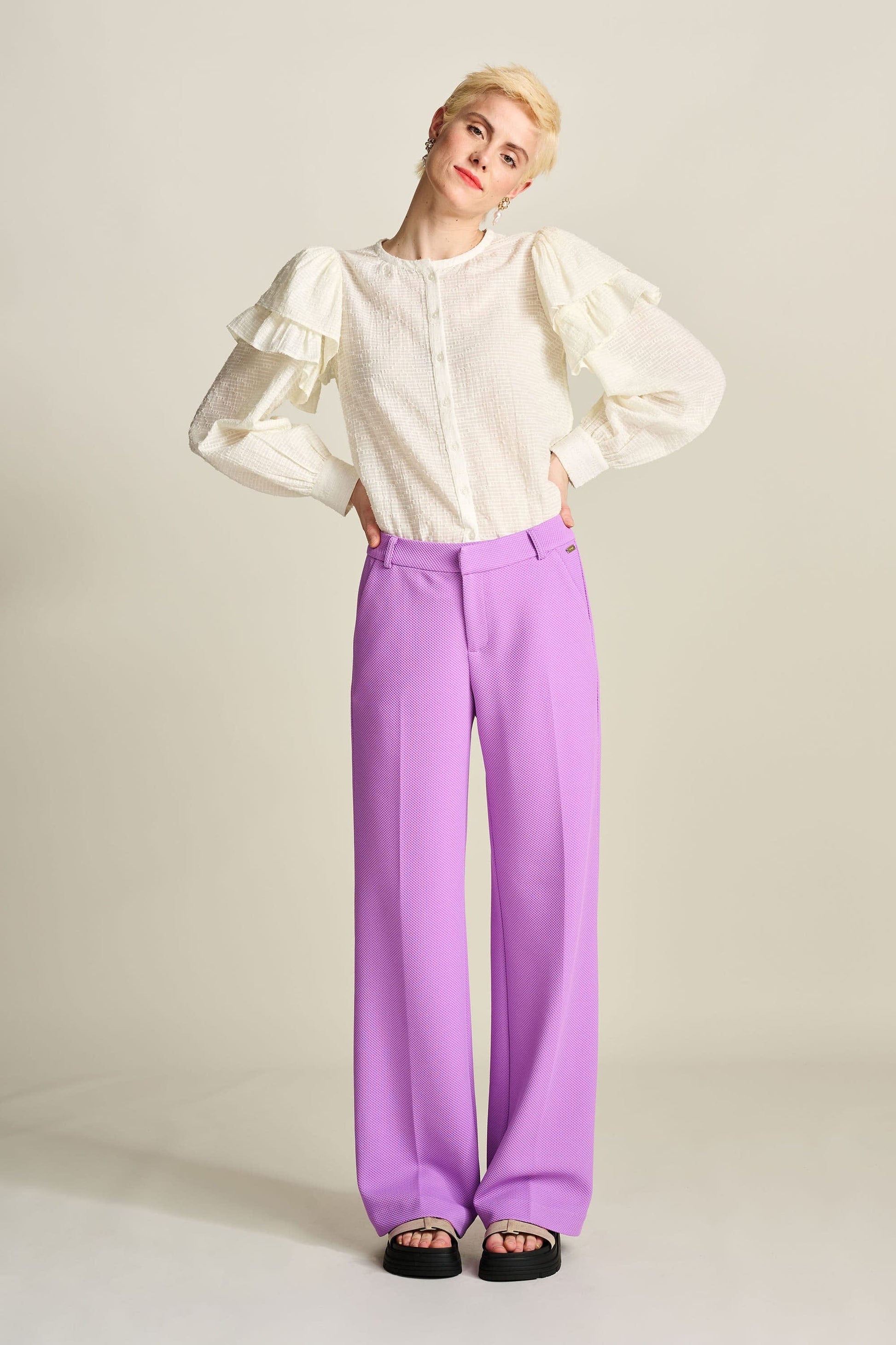 POM Amsterdam Pants PANTS - Pique Wide Leg Purple
            