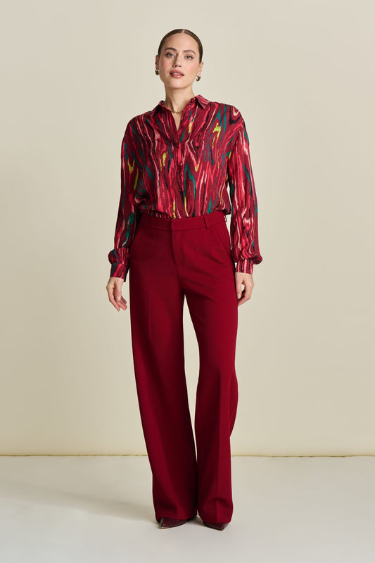 POM Amsterdam Pants Red / 34 PANTS - Wide Leg Burgundy Red