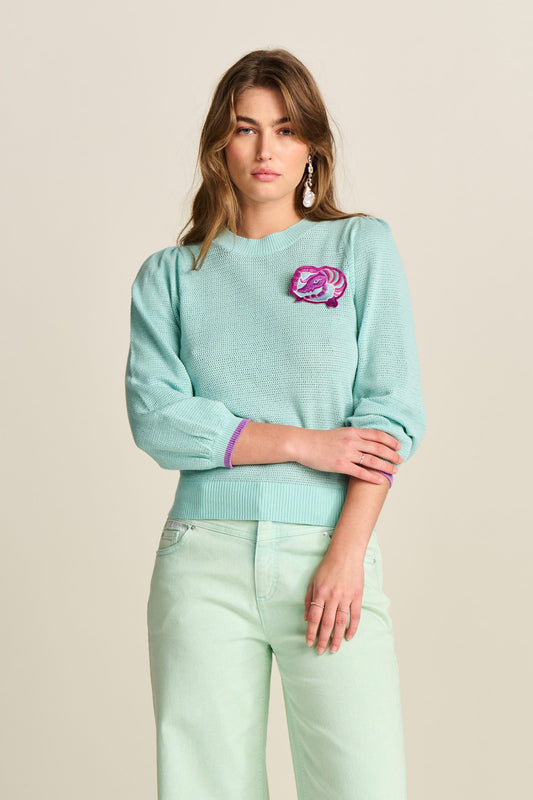 POM Amsterdam Pullovers Blue / 34 PULLOVER - Aqua Blue