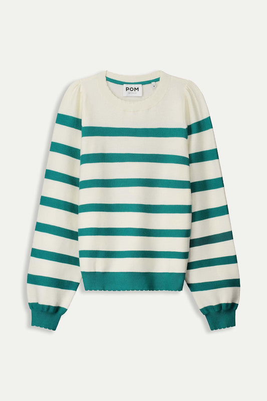 POM Amsterdam Pullovers PULLOVER - Striped Fresh Green