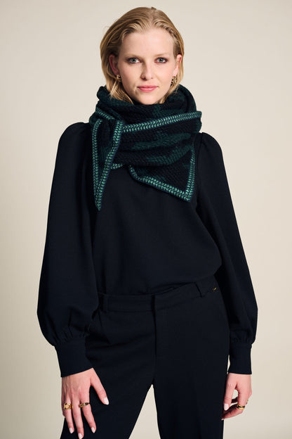 POM Amsterdam Shawls Black / OS SHAWL - Camo Green Black