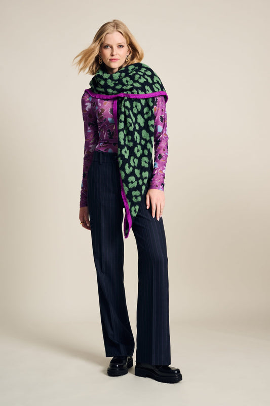 POM Amsterdam Shawls Green / OS SHAWL - Animal Navy Green